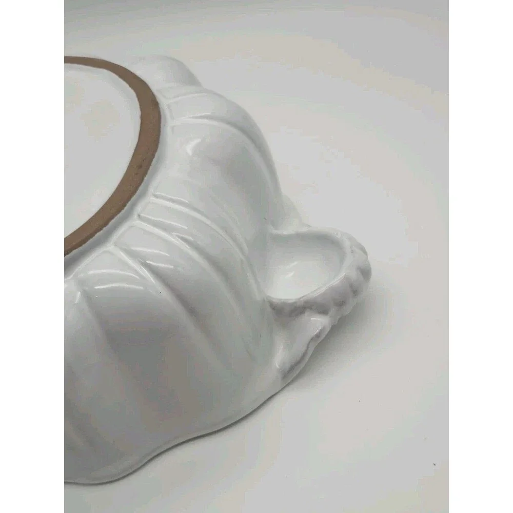Sur La Table Bowl Embossed Pumpkin White Double Handled Serving 9